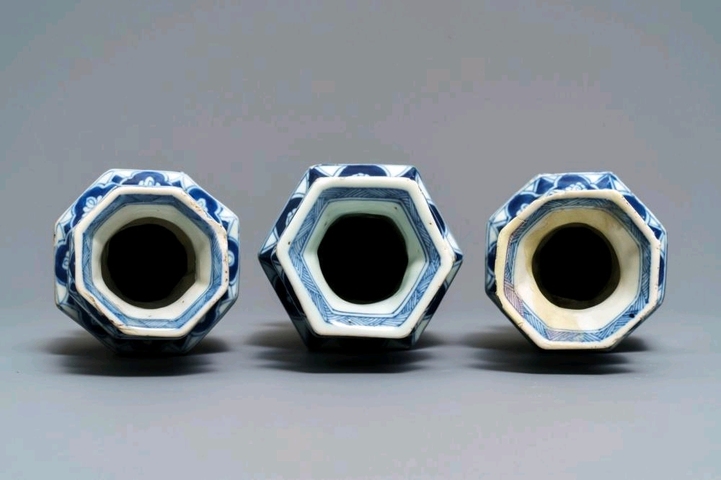 古玩陶瓷清康熙青花山水外銷類六方瓶拍賣，當前價格5000元