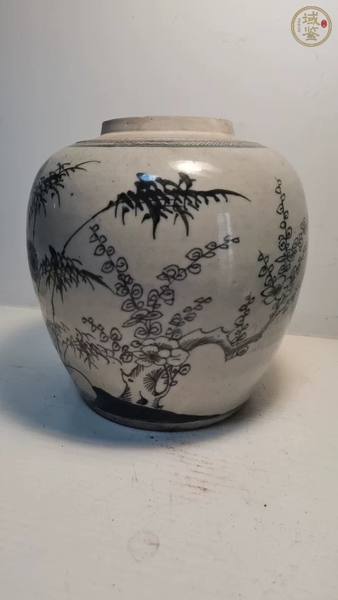 古玩陶瓷青花松竹梅紋罐拍賣，當前價格4000元