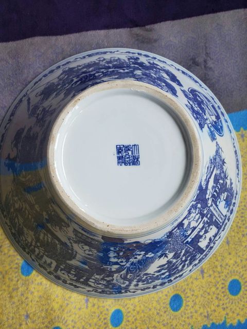 古玩陶瓷貼花青花百子圖大碗拍賣，當前價格4280元