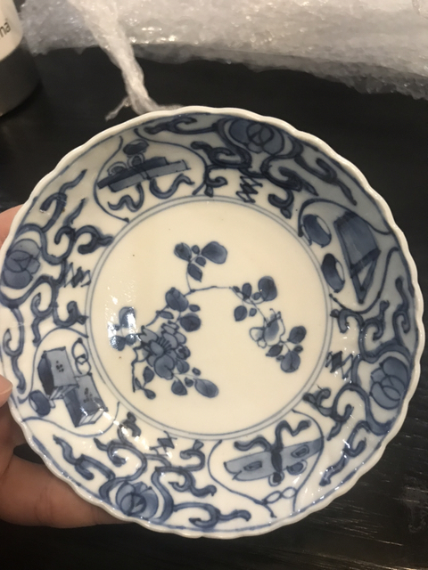 古玩陶瓷清早期風格青花花卉紋盤拍賣，當前價格5800元