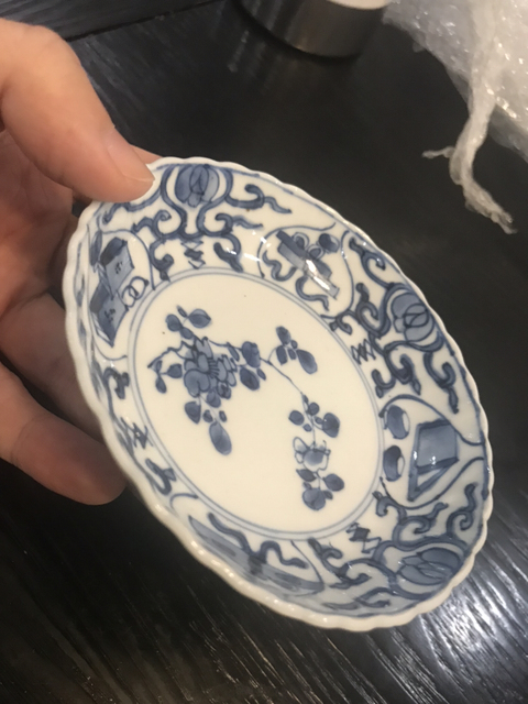 古玩陶瓷清早期風格青花花卉紋盤拍賣，當前價格5800元