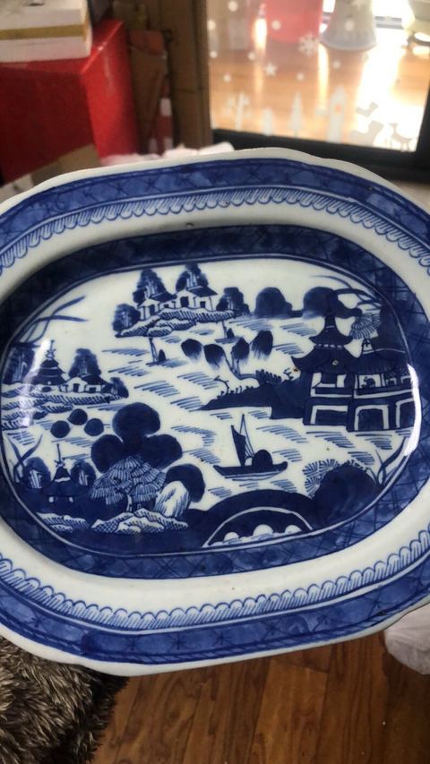 古玩陶瓷青花山水紋盤拍賣，當(dāng)前價格12600元