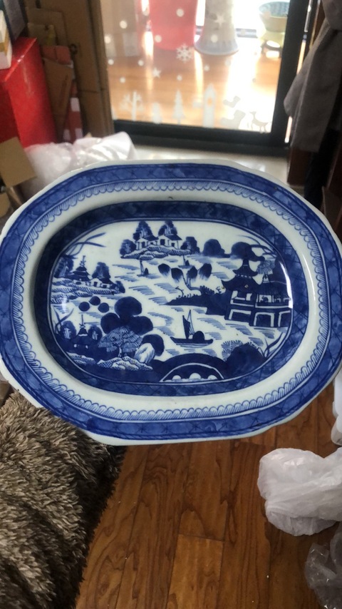 古玩陶瓷青花山水紋盤拍賣，當(dāng)前價格12600元