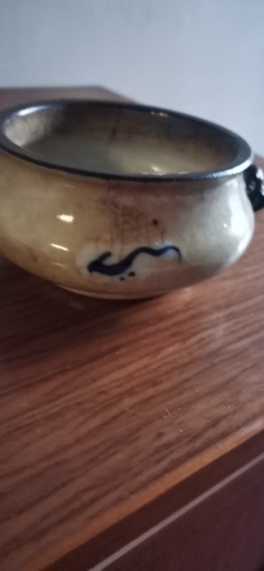 古玩陶瓷哥釉青花山水高士紋雙鋪獸耳香爐拍賣，當前價格4000元