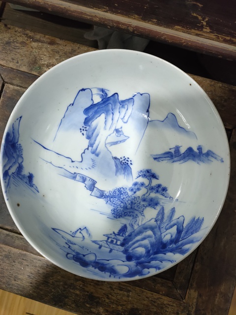 古玩陶瓷青花山水紋碗拍賣，當前價格3000元