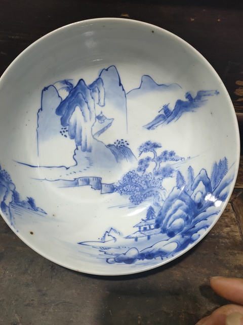 古玩陶瓷青花山水紋碗拍賣，當前價格3000元