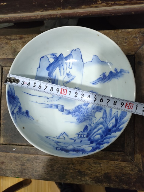 古玩陶瓷青花山水紋碗拍賣，當前價格3000元
