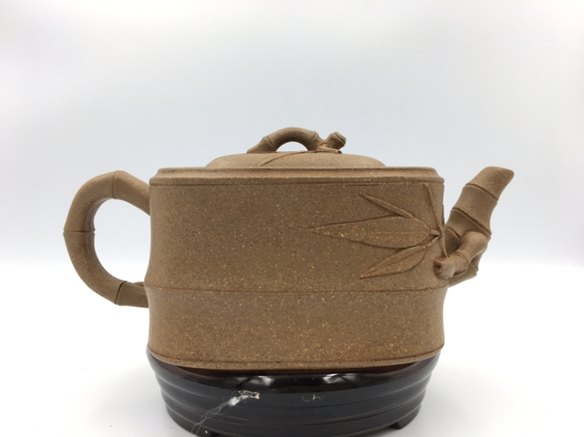 古玩陶瓷紫砂刻竹葉紋四方壺拍賣，當前價格5600元