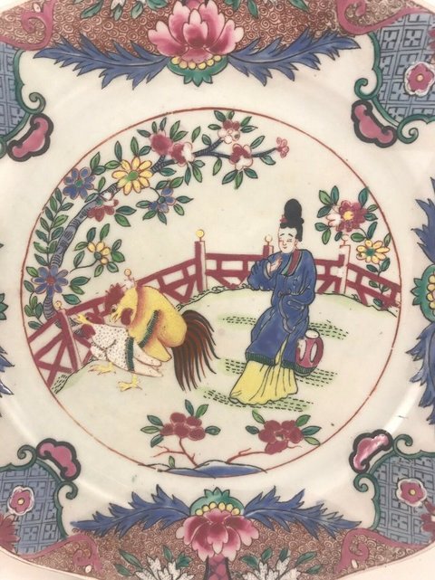 古玩陶瓷粉彩人物紋盤(pán)拍賣(mài)，當(dāng)前價(jià)格7000元