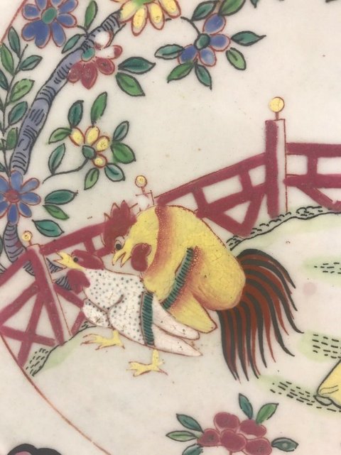 古玩陶瓷粉彩人物紋盤(pán)拍賣(mài)，當(dāng)前價(jià)格7000元