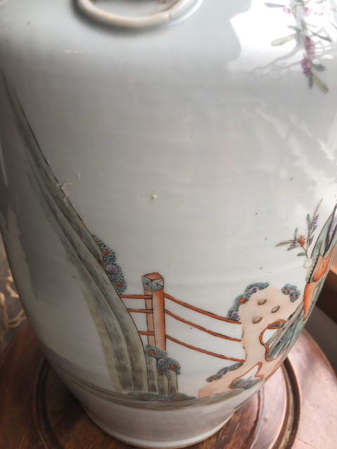 古玩陶瓷新粉彩人物故事紋鋪首大瓶拍賣(mài)，當(dāng)前價(jià)格13600元