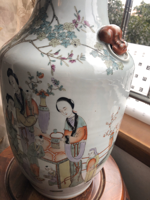 古玩陶瓷新粉彩人物故事紋鋪首大瓶拍賣(mài)，當(dāng)前價(jià)格13600元