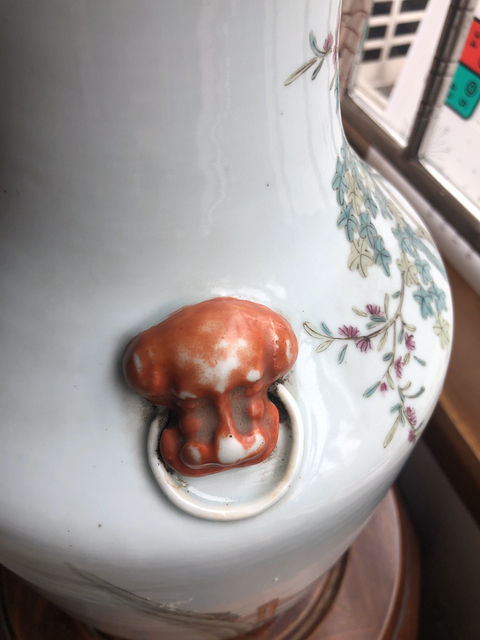 古玩陶瓷新粉彩人物故事紋鋪首大瓶拍賣(mài)，當(dāng)前價(jià)格13600元