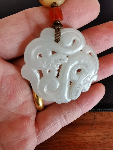 古玩玉器淸未民初和田玉雙龍佩拍賣，當前價格7800元