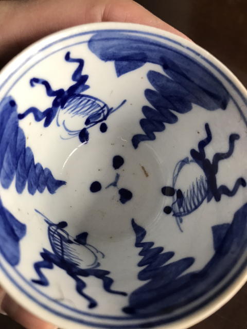 古玩陶瓷醬釉青花杯拍賣，當前價格6200元