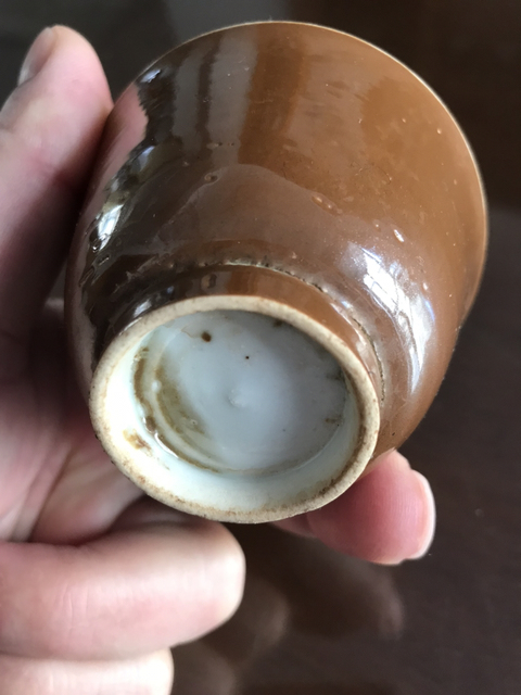 古玩陶瓷醬釉青花杯拍賣，當前價格6200元