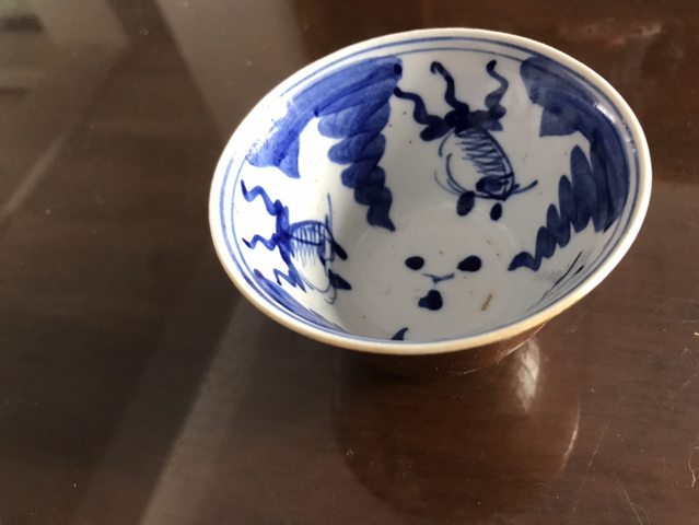 古玩陶瓷醬釉青花杯拍賣，當前價格6200元