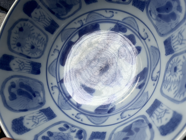 古玩陶瓷明治至大正時代青花山水紋碗拍賣，當前價格12800元