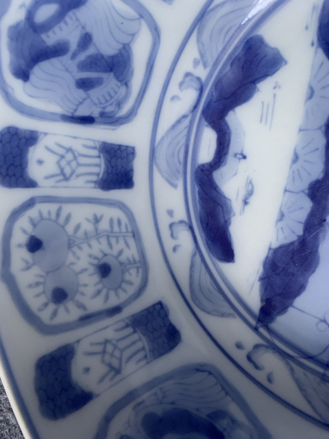 古玩陶瓷明治至大正時代青花山水紋碗拍賣，當前價格12800元