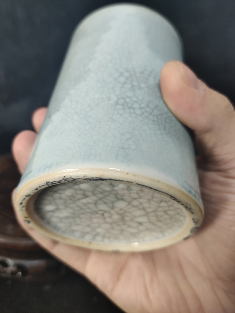 古玩陶瓷哥釉筆筒拍賣，當(dāng)前價(jià)格12800元