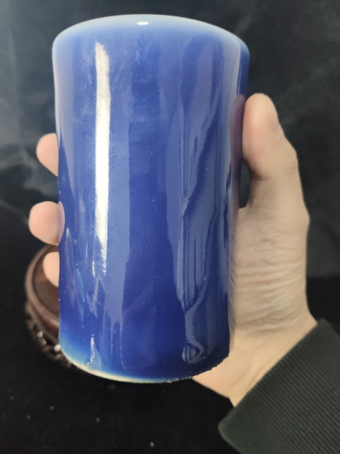 古玩陶瓷祭藍釉筆筒拍賣，當前價格11800元