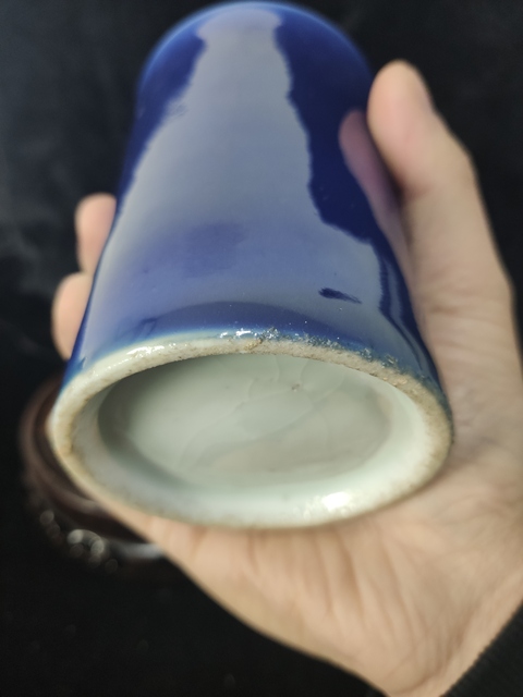 古玩陶瓷祭藍釉筆筒拍賣，當前價格11800元