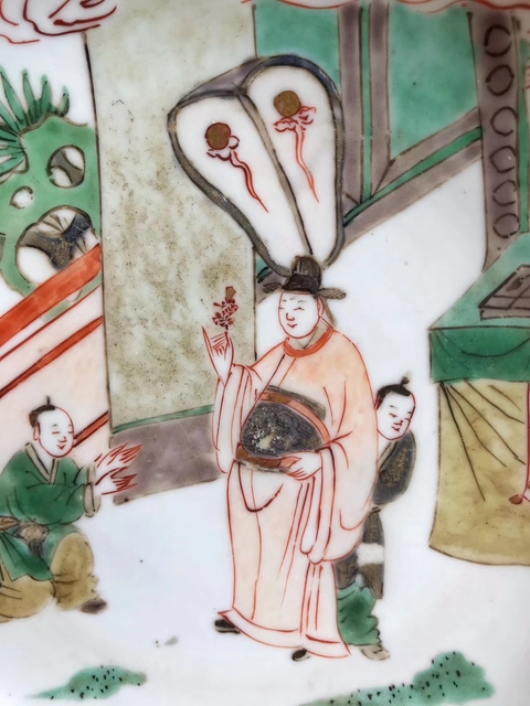 古玩陶瓷五彩人物紋盤拍賣，當前價格12800元