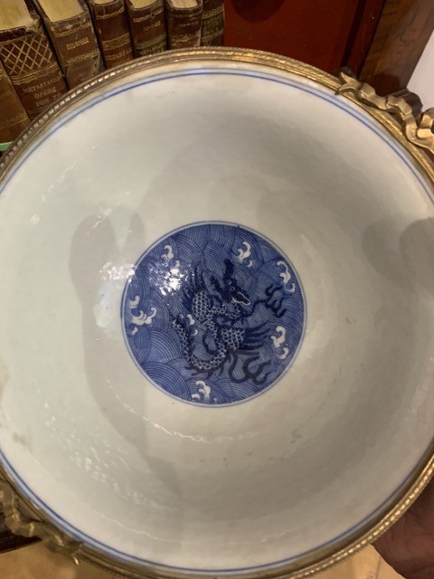 古玩陶瓷晚清 ?青花海瑞獸紋碗拍賣，當前價格14800元