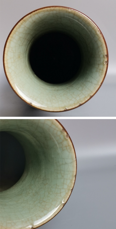 古玩陶瓷清光緒 ?仿哥釉觀音瓶拍賣，當前價格14800元