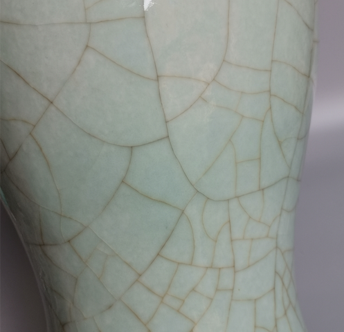 古玩陶瓷清光緒 ?仿哥釉觀音瓶拍賣，當前價格14800元