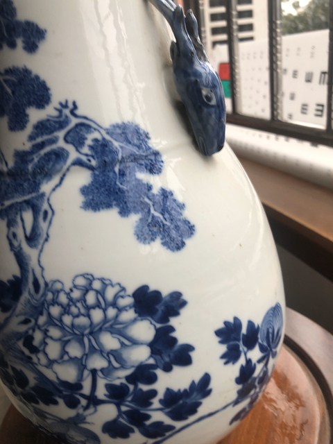 古玩陶瓷青花花鳥紋鹿頭尊拍賣，當前價格12000元
