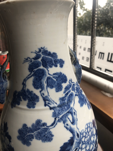 古玩陶瓷青花花鳥紋鹿頭尊拍賣，當前價格12000元
