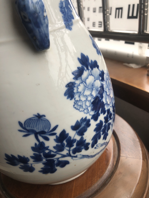 古玩陶瓷青花花鳥紋鹿頭尊拍賣，當前價格12000元