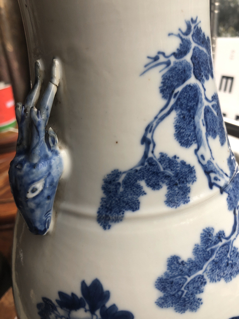 古玩陶瓷青花花鳥紋鹿頭尊拍賣，當前價格12000元