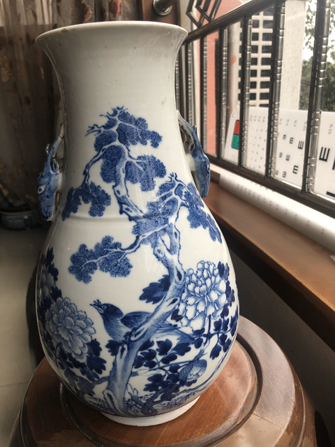 古玩陶瓷青花花鳥紋鹿頭尊拍賣，當前價格12000元