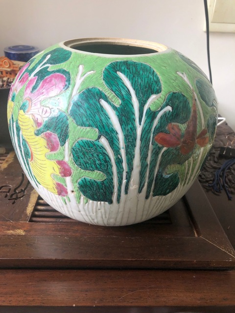 古玩陶瓷粉彩白菜紋西瓜罐拍賣，當前價格12880元