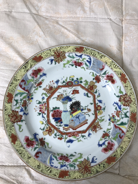 古玩陶瓷粉彩花卉盤拍賣，當前價格6500元