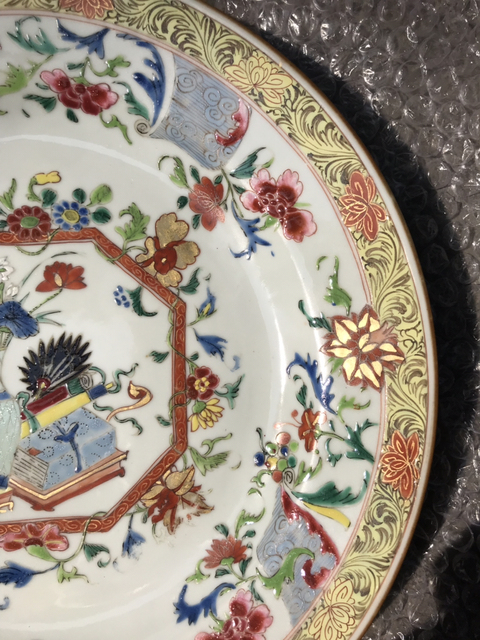 古玩陶瓷粉彩花卉盤拍賣，當前價格6500元