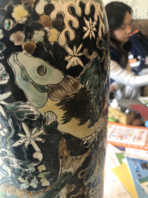 古玩陶瓷墨地素三彩瓶拍賣，當前價格13500元