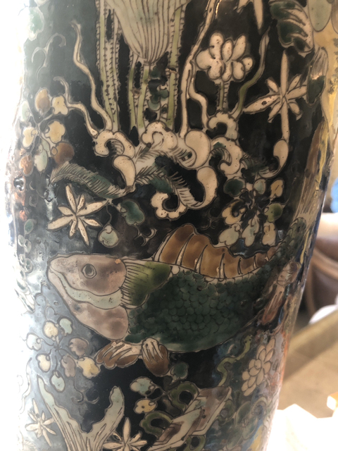 古玩陶瓷墨地素三彩瓶拍賣，當前價格13500元