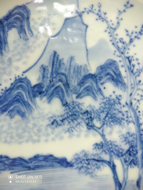 古玩陶瓷青花山水盤心拍賣，當(dāng)前價格8000元