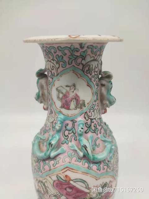 古玩陶瓷粉彩人物紋瓶拍賣，當前價格1000元