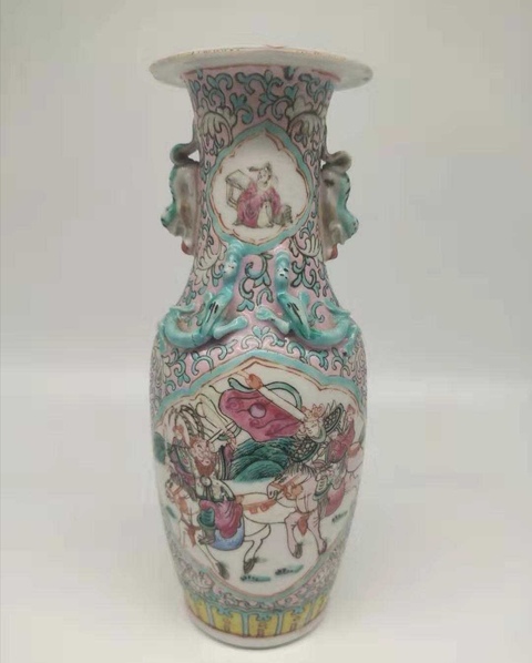 古玩陶瓷粉彩人物紋瓶拍賣，當前價格1000元