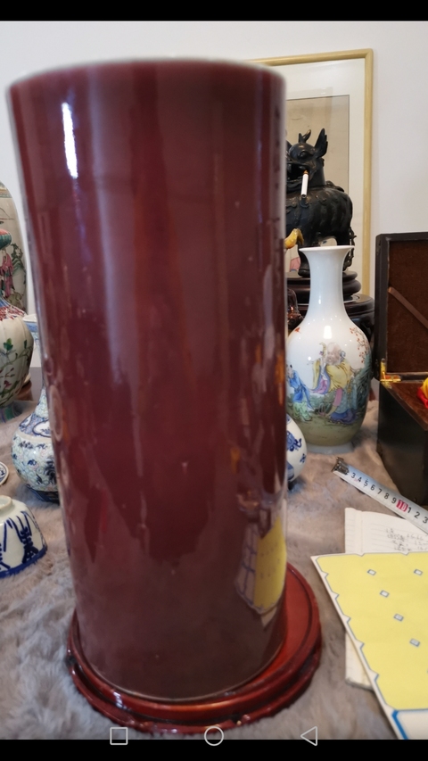 古玩陶瓷霽紅釉帽筒拍賣，當前價格7000元