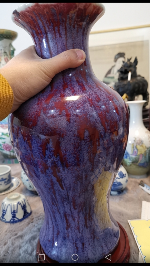 古玩陶瓷清中晚期窯變釉觀音瓶拍賣，當前價格11800元