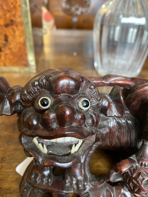 古玩雜項木雕獅子擺件真品鑒賞圖