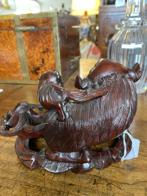 古玩雜項木雕獅子擺件真品鑒賞圖