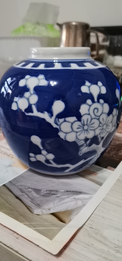 古玩陶瓷青花留白冰梅紋罐真品鑒賞圖