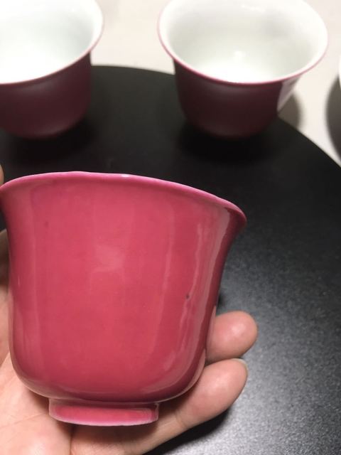 古玩陶瓷胭脂紅杯真品鑒賞圖