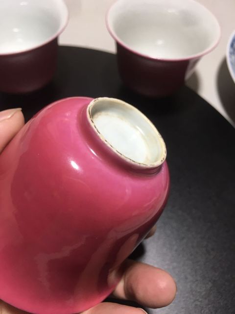 古玩陶瓷胭脂紅杯真品鑒賞圖